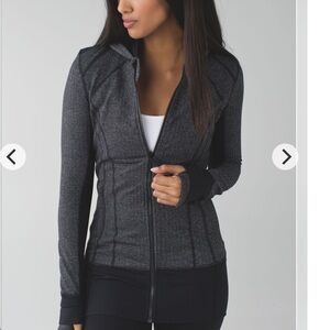 Lululemon daily practice herringbone Gray Black Zip-Up Hoodie jacket